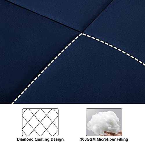 TOPLUXE Queen Comforter Se(Queen, Navy Blue)