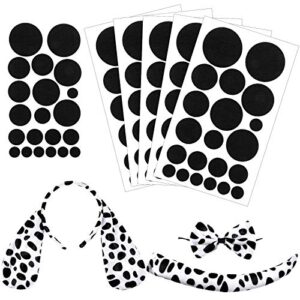 willbond dalmatian dog ear headband, bow tie, tail set with 5 sheets adhesive felt circles felt pads 5 sizes self-adhesive pads for halloween diy projects costume party decorations supplies