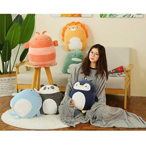 Hofun4U Soft Panda Plush Hugging Pillow 16 Inch, Cute Anime Throw Pillow Stuffed Animal Doll Toy with Coral Fleece Blanket, Girls Boys Gifts for Birthday, Valentine, Christmas, Travel, Holiday