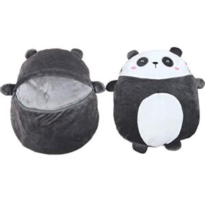 Hofun4U Soft Panda Plush Hugging Pillow 16 Inch, Cute Anime Throw Pillow Stuffed Animal Doll Toy with Coral Fleece Blanket, Girls Boys Gifts for Birthday, Valentine, Christmas, Travel, Holiday