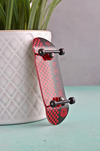 Skull Fingerboards Japan Red Edition 34mm Pro Complete Professional Wooden Fingerboard Mini Skateboard 5 PLY with CNC Bearing Wheels