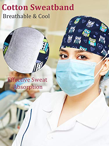 8 Pieces Working Caps with Button Tie Back Hats with Sweatband for Women Men (Animal Style)