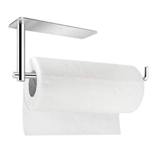 paper towel holder under cabinet mount- self adhesive paper towel roll rack for kitchen bathroom towel, 12 inch rolls wall mounted & drilling with screws, 304 stainless steel (silver, 15)