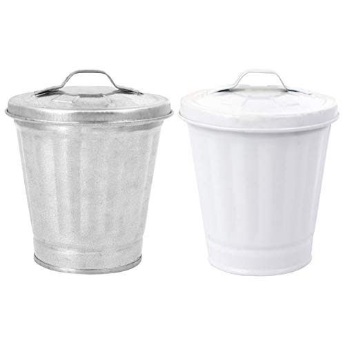 2pcs Mini Garbage Can IMIKEYA Table Trash Can Recycling Metal Counter Top Garbage Bin Small Paper Basket