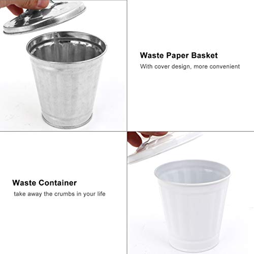 2pcs Mini Garbage Can IMIKEYA Table Trash Can Recycling Metal Counter Top Garbage Bin Small Paper Basket