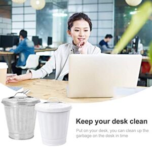 2pcs Mini Garbage Can IMIKEYA Table Trash Can Recycling Metal Counter Top Garbage Bin Small Paper Basket