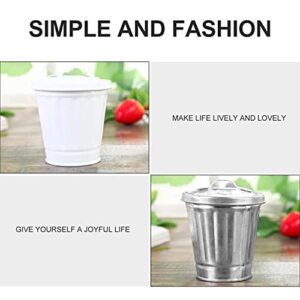 2pcs Mini Garbage Can IMIKEYA Table Trash Can Recycling Metal Counter Top Garbage Bin Small Paper Basket