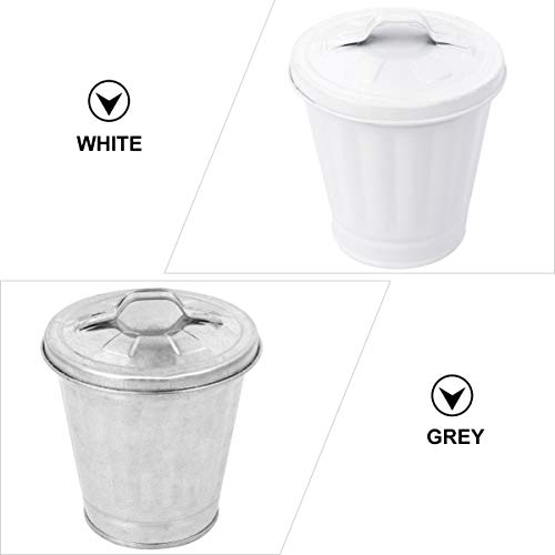 2pcs Mini Garbage Can IMIKEYA Table Trash Can Recycling Metal Counter Top Garbage Bin Small Paper Basket