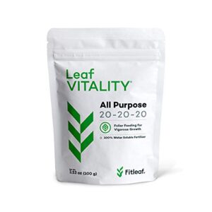 fitleaf leaf vitality all purpose 20-20-20 (3.52 oz) – premium foliar feed water soluble fertilizer to spray for all plants – promotes biomass growth and vibrant leaf color, complete plant nutrition with amino acids (3.53 oz)