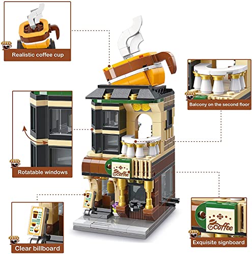 QMAN Girls Building Blocks Toy Crossroad Café Building Kit Creative Coffee House Street-View Bricks Toy for Girls Age 6-12 and Up (332 Pieces)