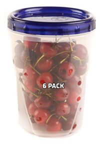[6 pack] 32 oz twist top storage deli containers - airtight reusable plastic food storage canisters with twist & seal lids, leak-proof - meal prep, lunch, togo, stackable, bpa-free snack containers