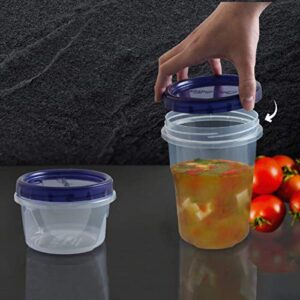 [6 PACK] 32 oz Twist Top Storage Deli Containers - Airtight Reusable Plastic Food Storage Canisters with Twist & Seal Lids, Leak-Proof - Meal Prep, Lunch, Togo, Stackable, BPA-Free Snack Containers