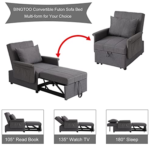 BINGTOO Sleeper Sofa Chair Bed 3 in 1 Convertible Chair Multi-Function Folding Ottoman Sleeper, Pull Out Sleeper Chair Bed- Modern Convertible Chair Bed Pull Out Sleeper Couch Bed for Living Room