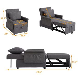 BINGTOO Sleeper Sofa Chair Bed 3 in 1 Convertible Chair Multi-Function Folding Ottoman Sleeper, Pull Out Sleeper Chair Bed- Modern Convertible Chair Bed Pull Out Sleeper Couch Bed for Living Room