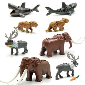 8PCS/Set City Animals Building Blocks Zoon Figures Model Mammoth Sabertooth Educational Toys Compatible Major Block