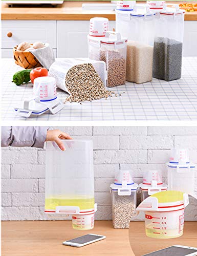 Large Rice Storage Containers Airtight Dry Food Storage Containers, BPA Free Plastic Storage Bin Dispenser with Pourable Spout, Measuring cup for Cereal, Flour and Baking Supplies(3L, Blue Set of 1)