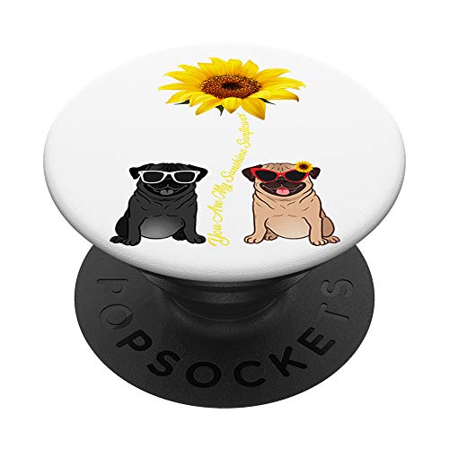 You Are My Sunshine Sunflower Pug PopSockets Grip and Stand for Phones and Tablets