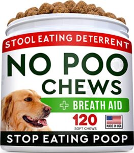 strellalab no poo treats - no poop eating for dogs - coprophagia stool eating deterrent - digestive enzymes - gut health & immune support - stop eating poop - 120ct