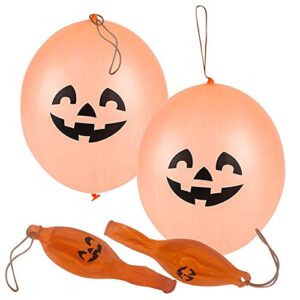 artcreativity halloween party favors trick jack-o-lantern punch balls, set of 12, durable latex balloons with rubber bands attached, great for treat party favors, goodie bag fillers for kids