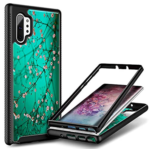 E-Began Case for Samsung Galaxy Note 10+ Plus, Note 10 Plus 5G, Full-Body Shockproof Protective Black Bumper (Without Screen Protector), Support Wireless Charging, Durable Phone Case -Plum Blossom