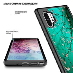 E-Began Case for Samsung Galaxy Note 10+ Plus, Note 10 Plus 5G, Full-Body Shockproof Protective Black Bumper (Without Screen Protector), Support Wireless Charging, Durable Phone Case -Plum Blossom