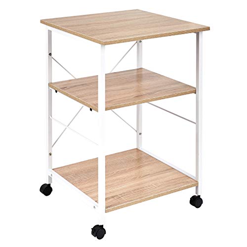 Amazon Basics Multipurpose Rolling Cart, Desk Extender, Natural