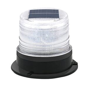 risoon solar strobe warning safety flashing light/ceiling strobe light, with strong magnetic base waterproof for construction, traffic, factory, crane tower, boat navigation (white)