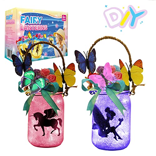 LAYKEN Fairy Lantern Craft Kit for Kids - DIY Make Your Own Fairy Lantern Jar Decor Craft for Girls Age 6 7 8 9 10 Year Old, Great Gift for Girl’s Room,Yard, and Garden Decor Art Project