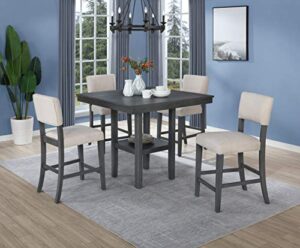 best master furniture fiona 5 pcs transitional counter set, grey