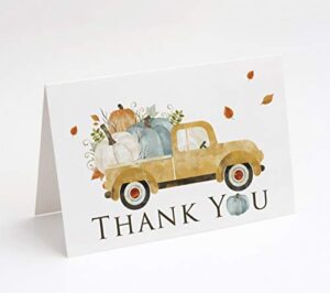 market on mainstreet pumpkin truck thank you cards, includes envelopes, 25 count, made in the u.s.a.