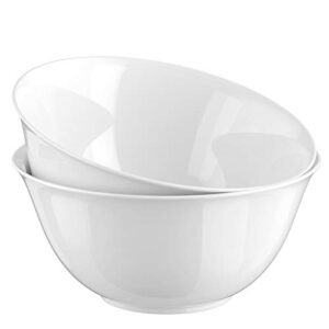 kook ceramic salad serving bowls, chip resistant ceramic, microwave and dishwasher safe, white glossy porcelain, bristol collection (serving bowl)