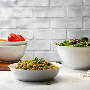 Kook Ceramic Salad Serving Bowls, Chip Resistant Ceramic, Microwave and Dishwasher Safe, White Glossy Porcelain, Bristol Collection (Serving Bowl)