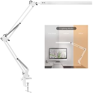 psiven led desk lamp, architect task lamp, metal swing arm dimmable drafting table lamp with clamp (3 color modes, 10-level dimmer, memory function) highly adjustable office, craft, workbench light