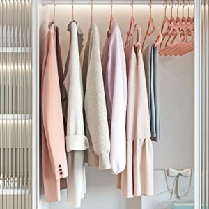 SONGMICS 50 Velvet Coat Hangers Bundle with 24 Pants Hangers, Rose Gold Hooks, Space-Saving Closet Organizers for Pants, Skirts, Dresses, Jackets, Light Pink UCRF21PK50 and UCRF14PK24