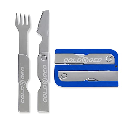 Forkanife Sport, Ultra-thin Camping Utensils with Case, Stainless Steel Camping Knife and Fork Set, Reusable Travel Utensils for Camping and Outdoor Adventures, 3.27 x 2.09-inch Case - Cold4ged