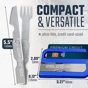 Forkanife Sport, Ultra-thin Camping Utensils with Case, Stainless Steel Camping Knife and Fork Set, Reusable Travel Utensils for Camping and Outdoor Adventures, 3.27 x 2.09-inch Case - Cold4ged