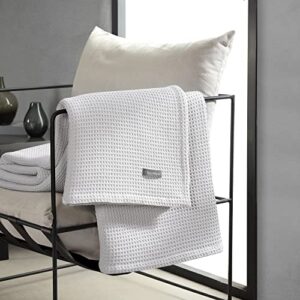 Vera Wang - Queen Blanket, Luxury Cotton Bedding, Plush & Heavyweight Home Decor (Waffleweave Grey, Queen)