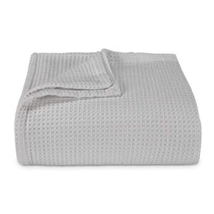 Vera Wang - Queen Blanket, Luxury Cotton Bedding, Plush & Heavyweight Home Decor (Waffleweave Grey, Queen)