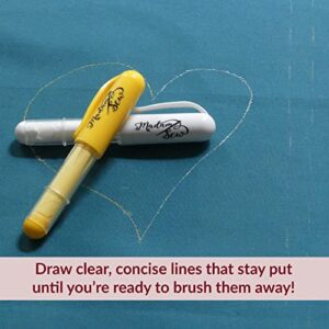 Madam Sew Chalk Fabric Marker for Sewing, Quilting & Crafting | Yellow | Tailors Liner Pen Creates Consistent Erasable Lines with Dosing Wheel Technology | Works on Cotton, Knit, Suede & All Fabrics