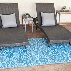 Stylish Camping 258103 Outdoor Mat – Virgin Polypropylene-Easy to Clean – Perfect for Picnics, Cookouts, Camping, The Beach, and Patio, 8'x10', Turquoise/White