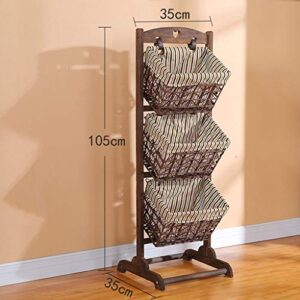 Basket Stratification Bookshelf Magazine Rack Frame Storage Rack Office Home Living Room Bedroom Brown MUMUJIN (Size : 35X35X105CM)