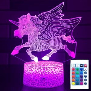 hllkyylf unicorn gifts for girls,unicorn night light for kids unicorn light with touch & remote control 16 color changing dimmable unicorn lamp,unicorn toys for girls age 3 4 5 6 7 8 9 as gifts