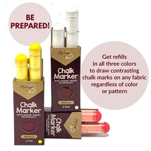 Madam Sew Chalk Fabric Marker for Sewing, Quilting & Crafting | White |Tailors Liner Pen Creates Consistent Erasable Lines with Dosing Wheel Technology | Works on Cotton, Knit, Suede, and All Fabrics