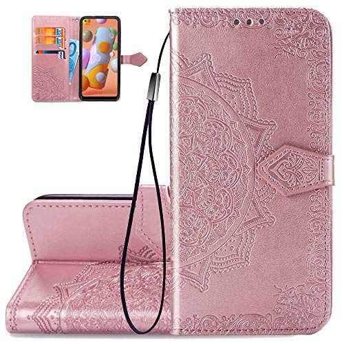 Asdsinfor Compatible with Xiaomi Redmi Note 9 Case Stylish Advanced Wallet Case Credit Cards Slot with Stand for PU Leather Shockproof Flip Magnetic Compatible with Redmi 10X 4G Mandala Rose Gold SD