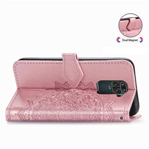 Asdsinfor Compatible with Xiaomi Redmi Note 9 Case Stylish Advanced Wallet Case Credit Cards Slot with Stand for PU Leather Shockproof Flip Magnetic Compatible with Redmi 10X 4G Mandala Rose Gold SD