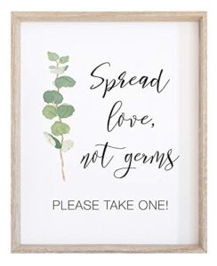 spread love not germs sign for wedding 8x10 watercolor greenery with eucalyptus print on thick cardstock paper | wedding decoration not framed