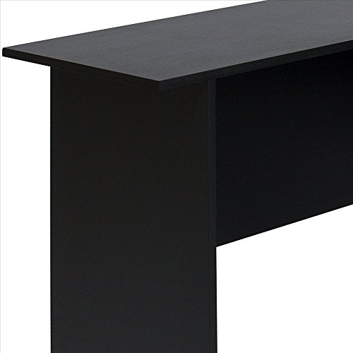 Wooden Desk for Office,L-Shaped Wood Right-Angle Computer Desk with Two-Layer Bookshelves, Black