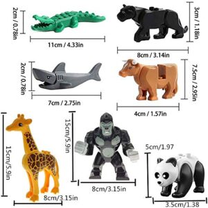 Idea City Animals Building Blocks Bricks Set Mini Zoo Figures Model Crocodile Panda Shark Various Educational Gift Toys 100% Compatible(14PCS)