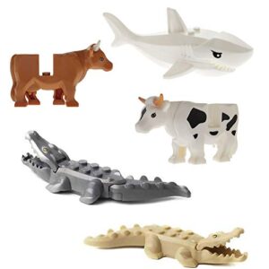 Idea City Animals Building Blocks Bricks Set Mini Zoo Figures Model Crocodile Panda Shark Various Educational Gift Toys 100% Compatible(14PCS)