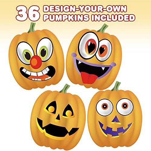 ArtCreativity Make Your Own Jack-O-Lantern Face Sticker Set - 36 Sheets - Customizable Halloween Stickers for Kids, Fun Crafts Classroom Activity, Best for Halloween Party Favors, Goodie Bag Fillers